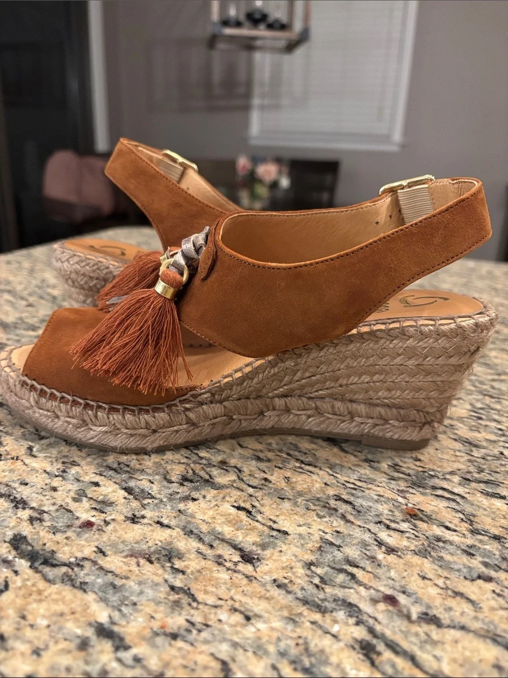kanna Made in Spain Suede Tassel Espadrille Wedge Sandals | EU 38 | US 7.5